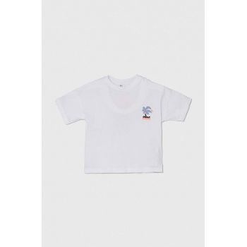 zippy tricou de bumbac pentru copii culoarea alb, cu imprimeu