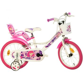 Bicicleta copii Dino Bikes 16' Fairy alb si roz