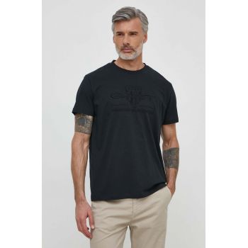 Gant tricou din bumbac barbati, culoarea negru, cu imprimeu
