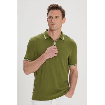 Tricou polo cu fermoar scurt