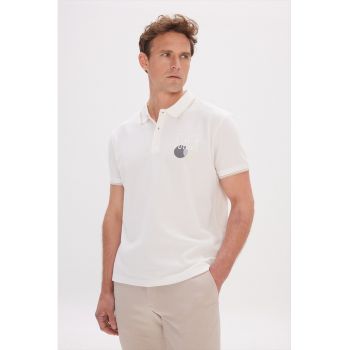 Tricou polo de bumbac cu imprimeu text