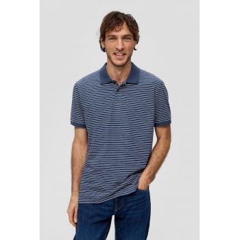 Tricou polo de bumbac cu model cu dungi ieftin