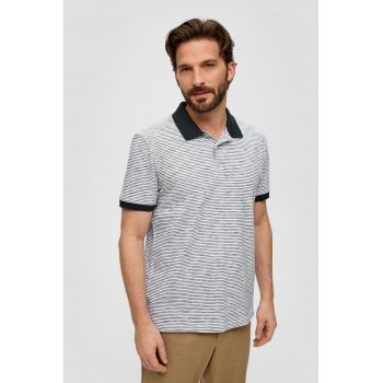 Tricou polo de bumbac cu model cu dungi ieftin