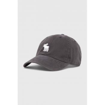 Abercrombie & Fitch șapcă de baseball din bumbac culoarea gri, cu imprimeu ieftina