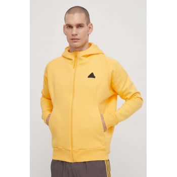adidas bluza Z.N.E barbati, culoarea galben, cu glugă, cu imprimeu, IR5237