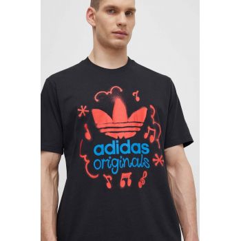 adidas Originals tricou din bumbac barbati, culoarea negru, cu imprimeu, IS0224 ieftin