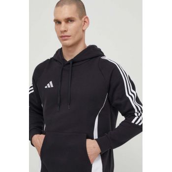 adidas Performance bluză trening Tiro 24 culoarea negru, cu glugă, cu imprimeu, IJ7673 de firma original