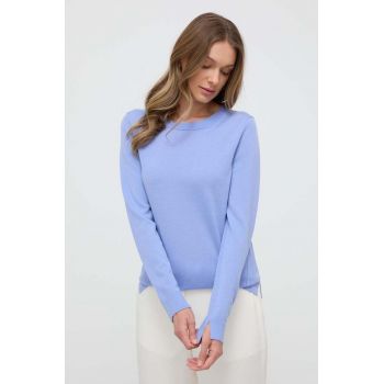 BOSS pulover de lana femei, culoarea turcoaz, light