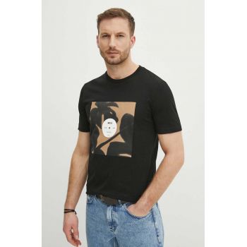 BOSS tricou din bumbac bărbați, culoarea negru, cu imprimeu 50512132