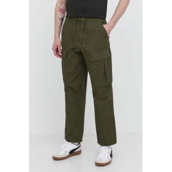 DC pantaloni de bumbac culoarea verde, drept, ADYNP03077