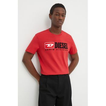 Diesel tricou din bumbac bărbați, culoarea roșu, cu imprimeu A03766.0GRAI ieftin