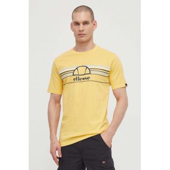 Ellesse tricou din bumbac Lentamente T-Shirt barbati, culoarea galben, cu imprimeu, SHV11918