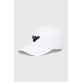 Emporio Armani Underwear șapcă de baseball din bumbac culoarea alb, cu imprimeu