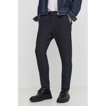 Les Deux pantaloni barbati, culoarea albastru marin, drept de firma originali