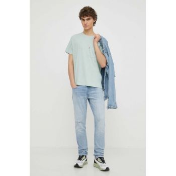 Levi's tricou din bumbac barbati, culoarea gri, neted