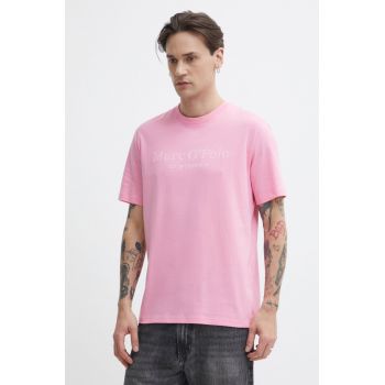 Marc O'Polo tricou din bumbac barbati, culoarea roz, cu imprimeu de firma original