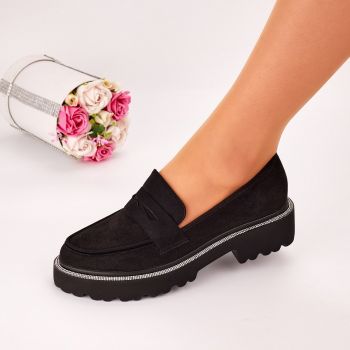 Pantofi Casual Dama Negri Piele Ecologica Intoarsa Dais