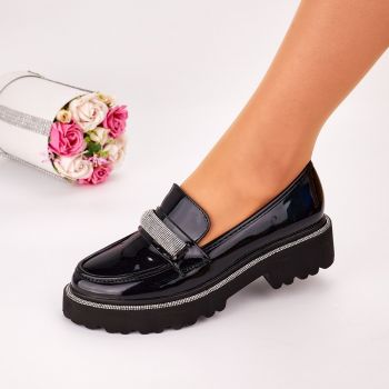 Pantofi Casual Dama Negri Piele Ecologica Lacuita Dou