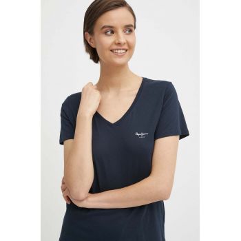 Pepe Jeans tricou din bumbac femei, culoarea albastru marin ieftin