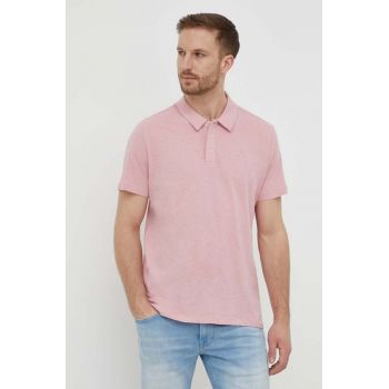 Pepe Jeans tricou polo din in culoarea roz, neted