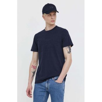 Superdry tricou din bumbac barbati, culoarea albastru marin, cu imprimeu