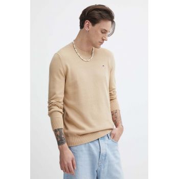 Tommy Jeans pulover de bumbac culoarea bej DM0DM18895 de firma original