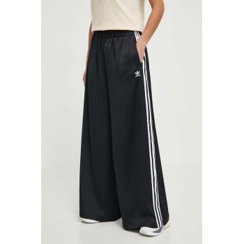 adidas Originals pantaloni femei, culoarea negru, lat, high waist, IU2520
