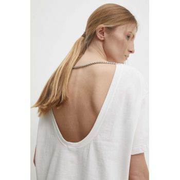 Answear Lab tricou din bumbac femei, culoarea alb, cu spate descoperit