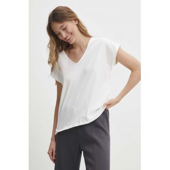 Answear Lab tricou din bumbac femei, culoarea alb