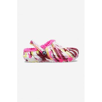 Crocs papuci Lined Marbled Clog femei 207773.ELECTRIC-Pink ieftini