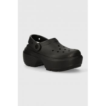Crocs papuci Stomp Slide femei, culoarea negru, cu platforma, 209347.001