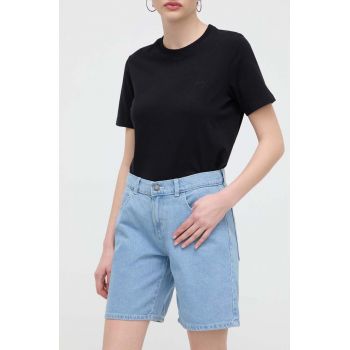 Dickies pantaloni scurti jeans HERNDON SHORT W femei, neted, high waist, DK0A4YSG