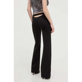 Diesel pantaloni P-MAEVY femei, culoarea negru, evazati, high waist, A12961.0GYCG