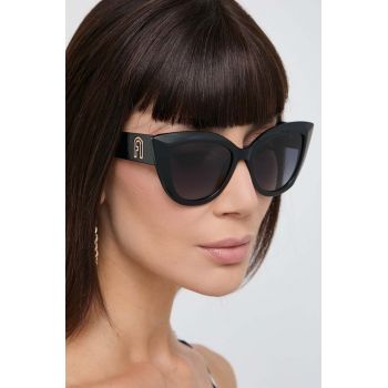 Furla ochelari de soare femei, culoarea negru, SFU711_530700