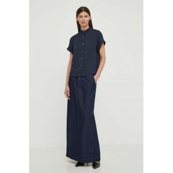 Theory fustă din denim culoarea bleumarin, maxi, evazată