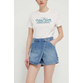 Tommy Jeans fustă pantalon uni, high waist, DW0DW18115