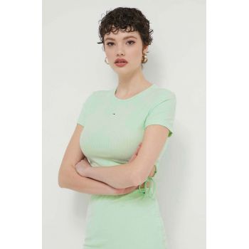 Tommy Jeans tricou femei, culoarea verde DW0DW17902