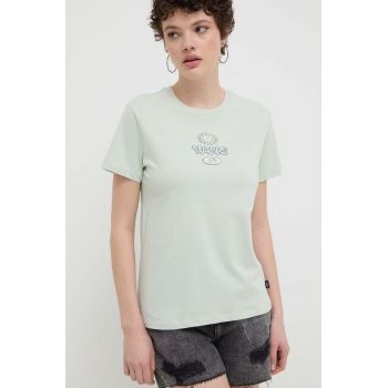 Vans tricou din bumbac femei, culoarea verde