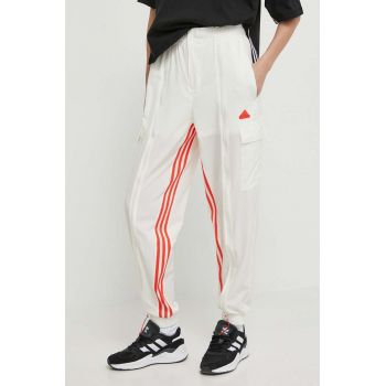 adidas pantaloni de trening culoarea bej, cu imprimeu, IS0904