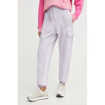 adidas pantaloni de trening culoarea violet, cu imprimeu, IS0907 ieftin