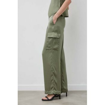 BA&SH pantaloni CARY femei, culoarea verde, drept, high waist, 1E24CARY