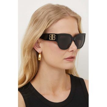 Balenciaga ochelari de soare femei, culoarea negru, BB0323SK