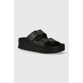 Birkenstock slapi de piele BIRKENSTOCK X PAPILLIO Arizona Platform Exq femei, culoarea negru, cu platforma, 1026918