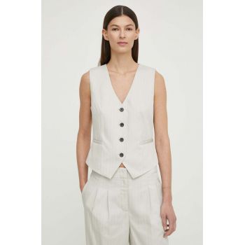 Bruuns Bazaar vesta PinBBBielle waistcoat culoarea gri, un singur rand de nasturi, BBW4014