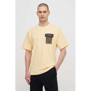 Columbia tricou din bumbac Painted Peak barbati, culoarea galben, cu imprimeu, 2074481 ieftin