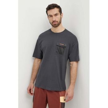 Columbia tricou din bumbac Painted Peak barbati, culoarea gri, cu imprimeu, 2074481 ieftin