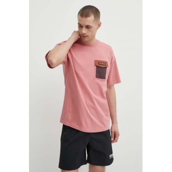 Columbia tricou din bumbac Painted Peak barbati, culoarea roz, cu imprimeu, 2074481 ieftin