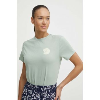 Fjallraven tricou Fox Boxy Logo femei, culoarea verde, F87153