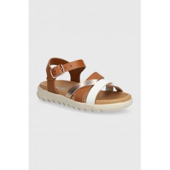 Geox sandale de piele SANDAL SOLEIMA culoarea maro