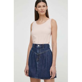Levi's fustă din denim culoarea bleumarin, mini, dreaptă